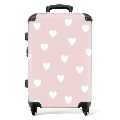 Afbeelding van NoBoringSuitcases.com® Roze kindertrolley Hartjes koffer meisjes 20 kg bagage