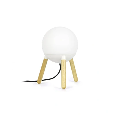 Afbeelding van Faro Lighting Mine 1 Light Tafelbol Lamp Wit, Hout, E27
