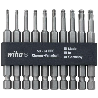 Afbeelding van Wiha Bitset Professional 70 mm TORX® kogelkop 1/4&quot; incl. bitstrook 11 delig 32804