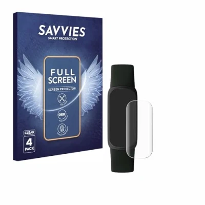 Afbeelding van Savvies (4 Stuks) Full Screen Scherm Beschermfolie voor Fitbit Inspire 3 Cover Protector 3D Curved [Edge to Edge, Ultra Clear, Scratch Proof]