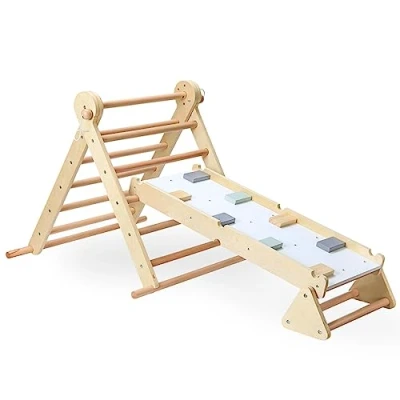 Afbeelding van Mamabrum, Houten, Home Speeltuin 2in1 Rocker, Ladder en Klimmuur, 9 Sporten, Dubbelzijdige Board, Klimladder, Multifunctioneel, Max. belasting: 50 kg