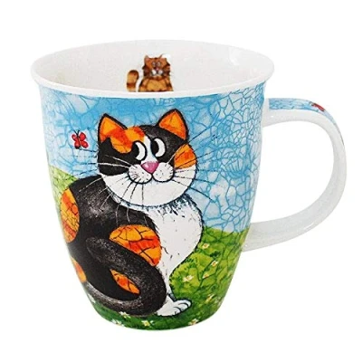 Afbeelding van Dunoon Mokken Nevis Happy Cats (Tortoise)
