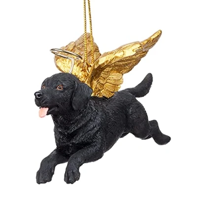 Afbeelding van Design Toscano JH170714 Kerst Ornament Labrador Retriever Zwarte Cabbot Ornamenten voor Honden Vakantie Engel