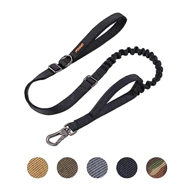 Afbeelding van EXCELLENT ELITE SPANKER Tactische bungee hondenriem Militaire verstelbare Quick Release elastische lijnen touw met 2 bedieningshendels(Zwart)