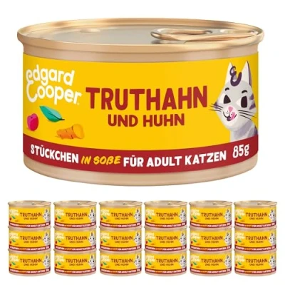 Afbeelding van Edgard &amp; Cooper natvoer voor katten, kalkoen en kip, 85 g x 18 cm, graanvrij, vol vers vlees natuurlijke ingrediënten, geschikt gesteriliseerde actieve hoog eiwitgehalte