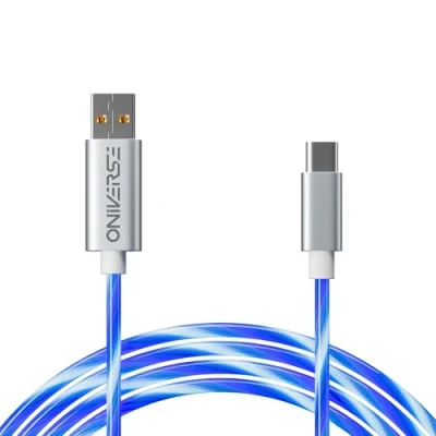 Afbeelding van Oniverse LED USB kabel, A naar C, Compatibel met PS5 Pro Slim Xbox Series XS Switch PC MAC Android iPhone 15, 2 meter, Snelladen, 5 Verlichtingsmodi, Type C