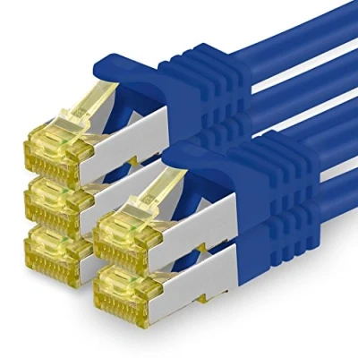 Afbeelding van Cat.7 Ethernet Cable Gigabit LAN Netwerkkabel RJ45 0.25m blauw 5 stuks Cat7 Kabel netwerk ruwe 10 Gb s SFTP PIMF LSZH set Patchkabel met Rj 45 connector Cat.6a