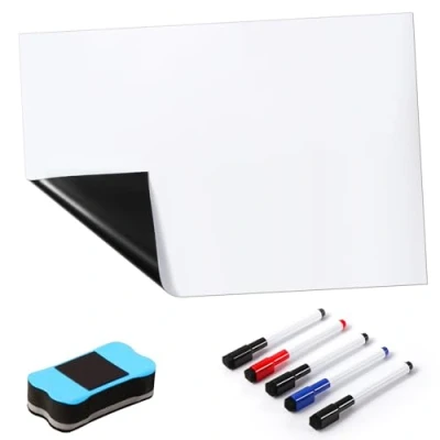 Afbeelding van Blendura A3 wit, magnetisch droog afwisbaar, voor koelkast, met 5 stiften en gum weekplanner, keukenlijst, magnetische memo, wit