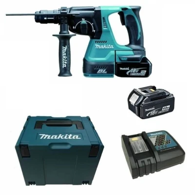 Afbeelding van Makita DHR243RMJ 18V Li ion accu SDS plus combihamer set (2x 4.0Ah) in Mbox koolborstelloos