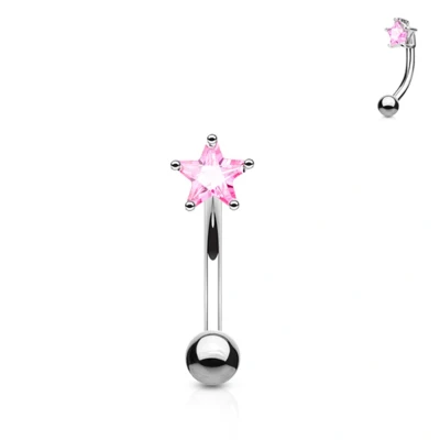 Afbeelding van Piercing CZ steentje ster roze