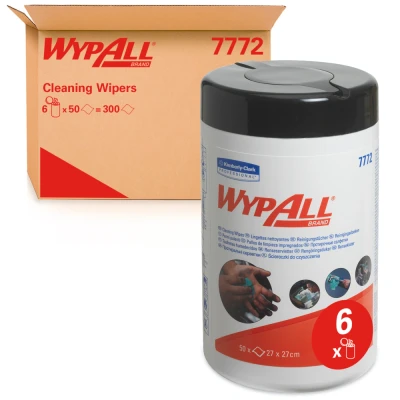 Afbeelding van Reinigingsdoek WypAll geïmpregneerd 27x27cm 50vel per bus groen 7772