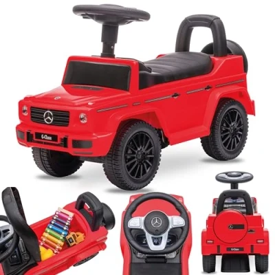 Afbeelding van Mercedes G Klasse Kindervoertuig, Loophulp met Claxon, ride on, babyauto, loopstoeltje claxon en motorgeluiden, max 25 kg (Rood)