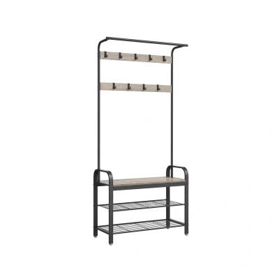 Afbeelding van Rootz Kapstok met 9 Haken Garderobeorganisator Halorganisator Spaanplaat en stalen constructie 32 cm x 70 175