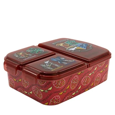 Afbeelding van Harry Potter School Shields Multi Broodtrommel 3 vakjes 18x13 cm