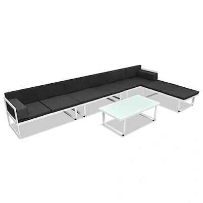 Afbeelding van 5 delige Loungeset textileen aluminium zwart
