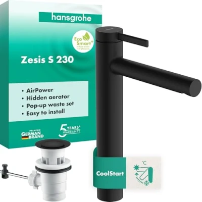 Afbeelding van hansgrohe Zesis S ééngreeps wastafelmengkraan 230 CoolStart voor opzetwastafels, met verzonken waste, 74730670