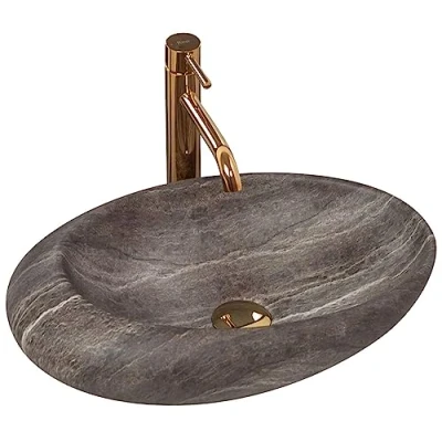 Afbeelding van REA Roxy A Opzetwastafel Waskom 49 x 31 13.5 cm Stone Dark Grey Stonelook