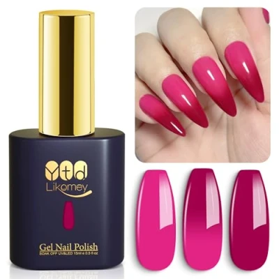 Afbeelding van YTD Likomey UV Gel Nagellak,15ml Bessenrood Warm Roze Temperatuur Kleurverandering Kameleon Salon Manicure Polish,WB211