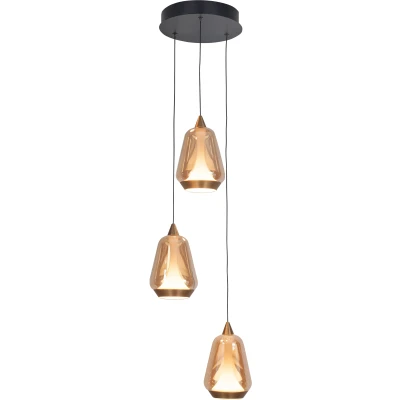Afbeelding van Moderne hanglamp 3 lichts getrapt amber Tromba