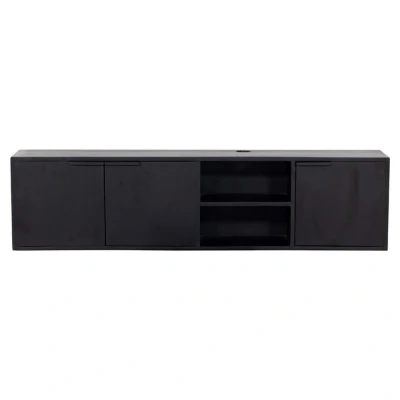 Afbeelding van Giga meubel Zwevend tv Zwart Mangohout 160x30x40cm Zen
