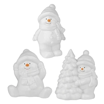Afbeelding van Ideen mit Herz Decoratieve figuren sneeuwpoppen 2, 3 designs en maten, wit, stuks