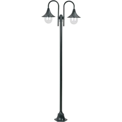 Afbeelding van Paalverlichting tuin E27 220 cm aluminium donkergroen 2 delig