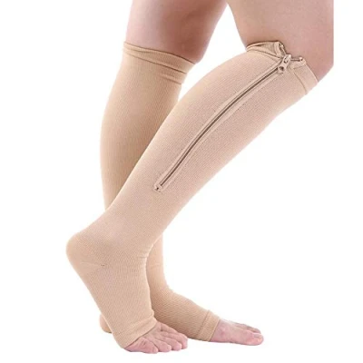 Afbeelding van Compressie Sokken Sport Kuit Knie Ondersteuning Spataderen Relief (S/M huid)