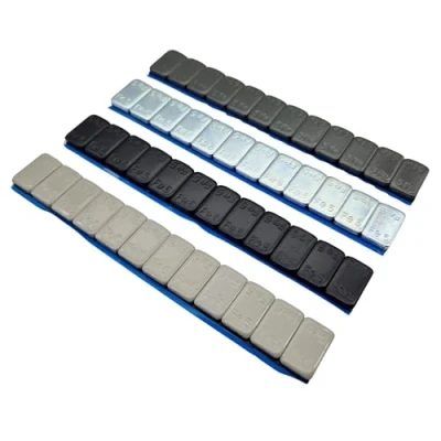 Afbeelding van NAAA 4 x kleefgewichten, 60 g, zwart, zilver, antraciet, zink, 240 12 5 g balanceergewichten met afscheurrand, voor velgen, modelbouw, RC voertuigen en meer