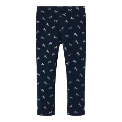 Afbeelding van Nmftavina Bru Noos Sweatfleece legging, Dark Sapphire/Print: w. Glitter Unicorn, 98 cm