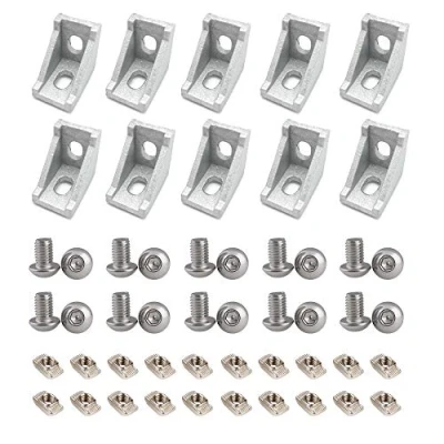 Afbeelding van Befenybay 10 stuks geëxtrudeerd aluminium profiel, 2028, hoekhoek, rechthoekig met schroeven, voor 6 mm sleuf, extrusieprofiel 2020 serie (2028 zilver schroeven)