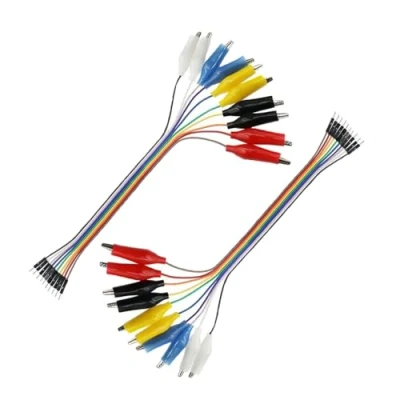 Afbeelding van Aofan 2 x 10 pin 20 cm breadboard krokodillenklemmen jumper, gator naar stekker, overbruggingskabel, voor voeding, ledstrips, multimeter, Arduino Lilypad en Raspberry Pi