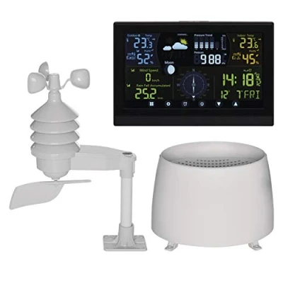 Afbeelding van EMOS Professioneel draadloos weerstation met buitensensor en touchscreen kleurendisplay, windmeter, regenmeter, weersvoorspelling, voeding, binnen buitentemperatuur