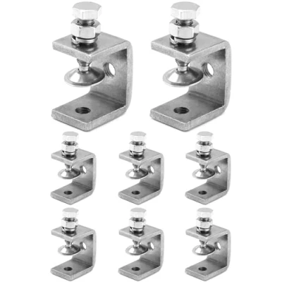 Afbeelding van QWORK® 8 stuks 304 roestvrijstalen C klemmen, zware klem, voor doe het zelf houtbewerking, lasschrijnwerk, zilver