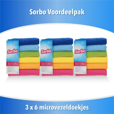 Afbeelding van Sorbo Microvezeldoek Vaatdoeken Microvezel 40 x cm 15 stuks Gekleurd