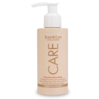 Afbeelding van Jean &amp; Len After Shave Lotion Aloë Vera Amandelolie, verzacht huidirritaties door scheren, kalmeert de huid, verzorging na het zonder parabenen en siliconen, vegan formule, 145 ml