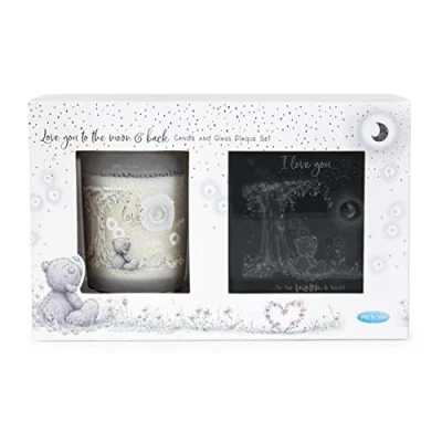 Afbeelding van Me to You Tatty Teddy &#039;Love The Moon and Back&#039; kaars en wandplaquette cadeauset Officiële collectie, blauw, grijs