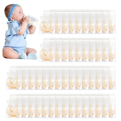 Afbeelding van Vinabo Voorraadzak voor moedermelk, 50 stuks, diepvrieszakken, 250 ml, voorgesteriliseerde BPA vrij, zak dubbele veiligheidsritssluiting