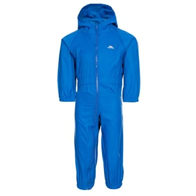 Afbeelding van Trespass Uniseks kinderregenpak met knopen, waterdicht regenpak capuchon, blauw, 18 24 maanden EU