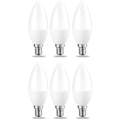 Afbeelding van Amazon Basics Ledlampen, kaarsvorm, E14, 5 W (vervangt 40 W), helder, dimbaar, warm wit, 6 stuks