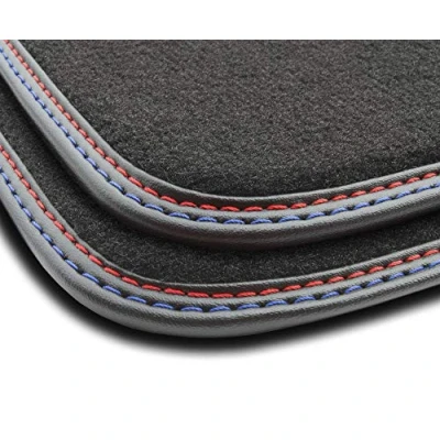 Afbeelding van M MOTOS velours premium vloermatten auto compatibel met BMW 1 F20 2011 Premium, Leer, Rood blauw Ervaar nieuw rijcomfort een vloermattenset voor uw