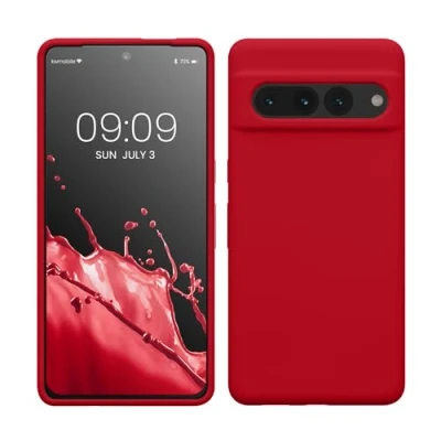 Afbeelding van kwmobile telefoonhoesje geschikt voor Google Pixel 7 Pro Hoesje met siliconen coating Smartphone case in kersrood
