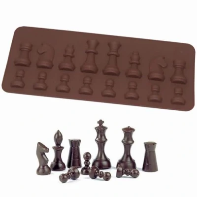Afbeelding van Siliconen chocoladevorm, 3D internationale schaakfiguren, chocolade, snoepvorm, bijenwas, kaars, zeep, melt, epoxyhars, gietvorm, doe het zelf cake, cupcake, fondant,