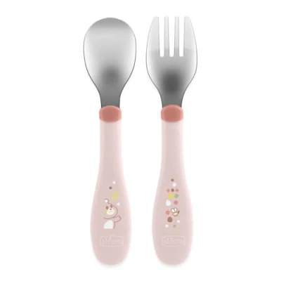 Afbeelding van Chicco 00016102150000 peuterbestek Peuter bestekset Roze Roestvrijstaal