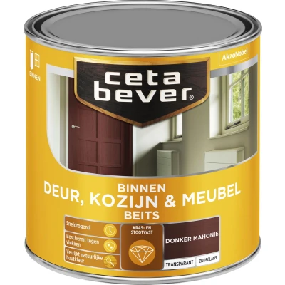 Afbeelding van Ceta Bever Binnenbeits Deur, Kozijn &amp; Meubel Zijdeglans Donker Mahonie 0147 0,25 liter Blanke lak Beits