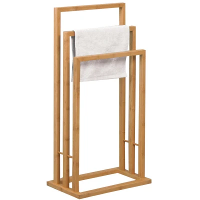Afbeelding van MSV Handdoeken ophangrek badkamer bamboe hout 42 x 24 82 cm