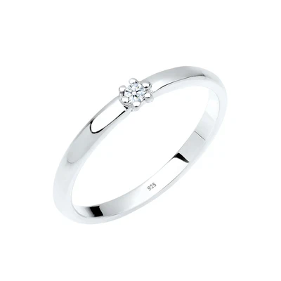 Afbeelding van Elli DIAMONDS Dames Verlovingsring Diamant (0.03 ct.) in 925 Sterling Zilver Wit
