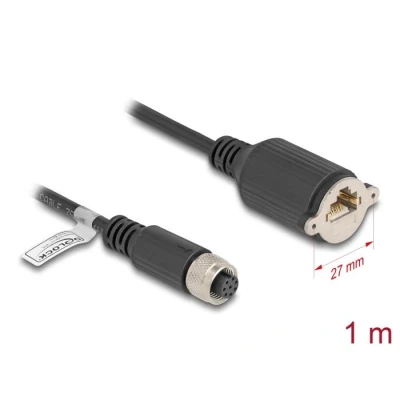 Afbeelding van Delock M12 Kabel A kodiert 8 Pin Buchse zu RJ45 zum Einbau Cat.