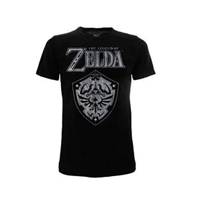 Afbeelding van Zelda Legend of T Shirt Zwart 100% Offizielles Produkt Fan Merch, Gaming, Nintendo Schild Shield Kind Meisje/Jongen (9 11 jaar)