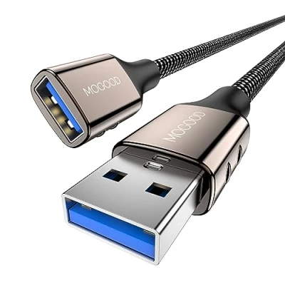 Afbeelding van MOGOOD USB 3.0 verlengkabel Kabel A Mannelijk naar Vrouwelijk Verlengsnoer Verlengkabel（2M）voor Flash Drive, Toetsenbord, Wifi adapter, PS4, VR headsets, Headset, controller