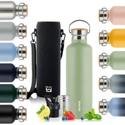 Afbeelding van Blumtal Thermosfles 750 ml Dubbelwandige Drinkfles BPA Vrij Theefles Thermos Mintgroen